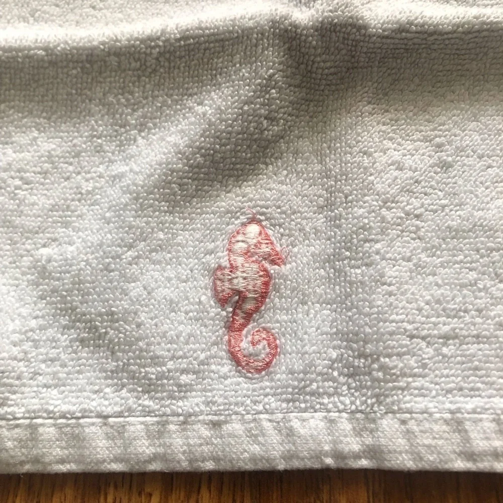 embroidered seahorse wash cloth